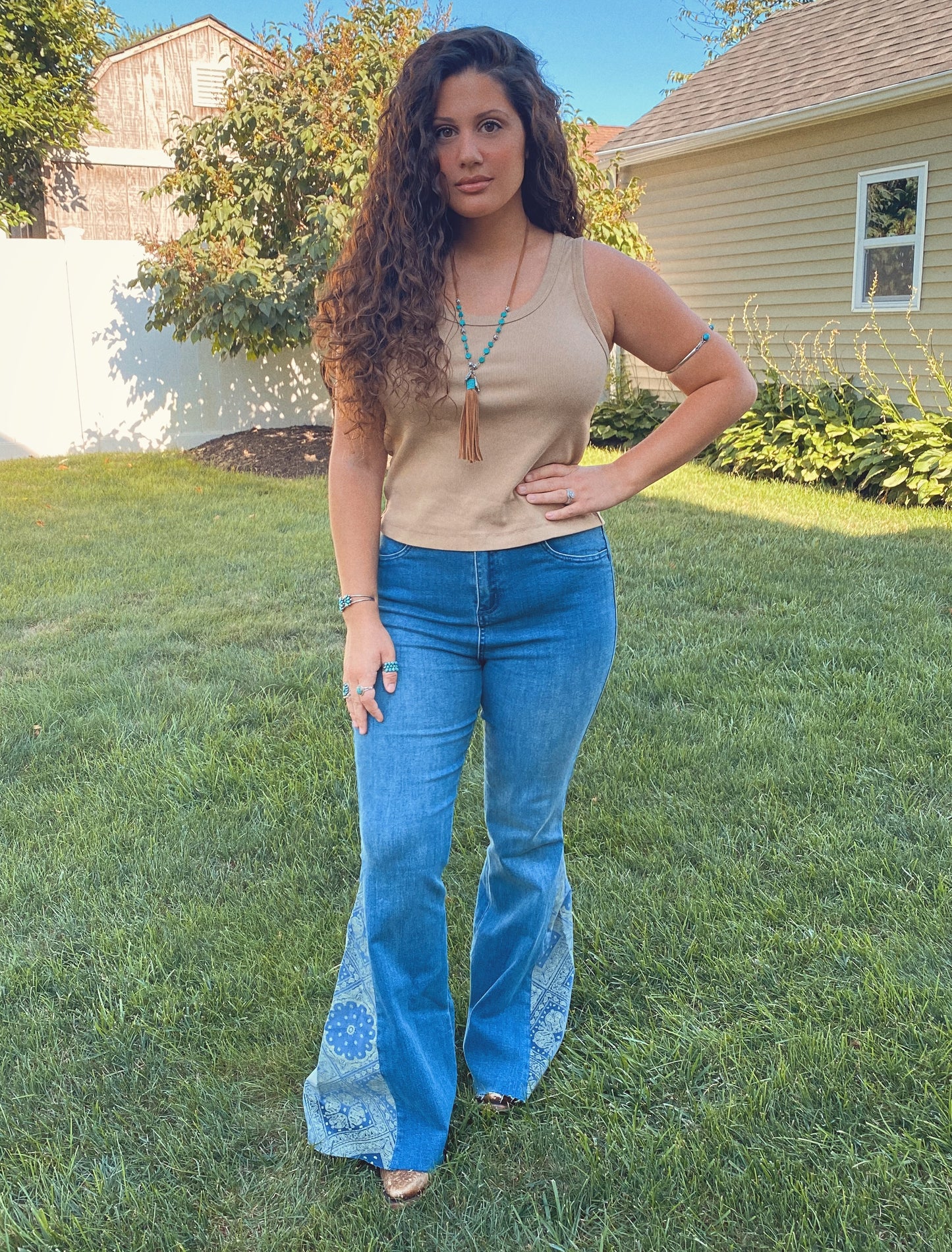Bandanna Bell Bottom Jeans HC782