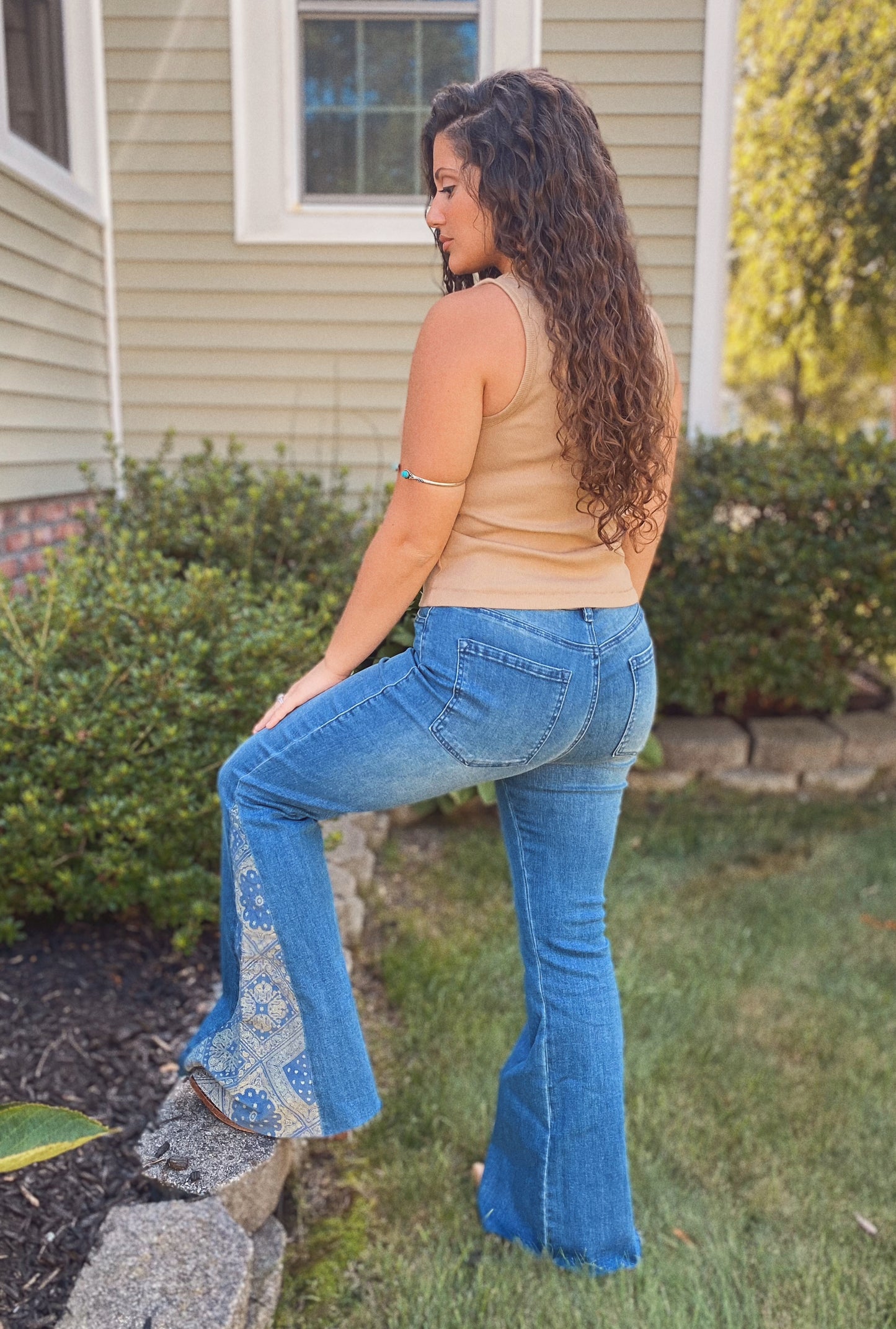 Bandanna Bell Bottom Jeans HC782