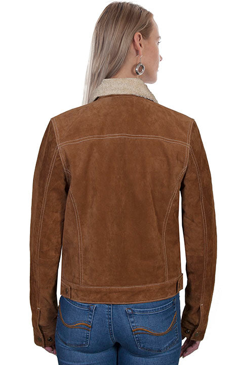 Suede Jean Jacket Rust L1019