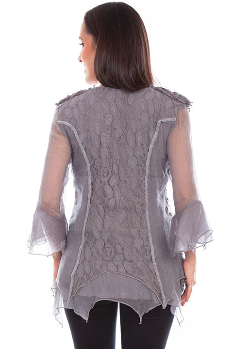 Jagged Ruffle Blouse Grey HC752