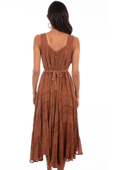 Lace Up Western Dress Beige HC118