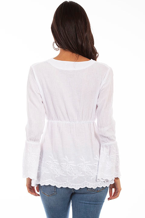 Embroidered Cotton Long Sleeve White PSL-221