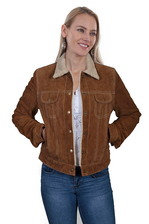 Suede Jean Jacket Rust L1019