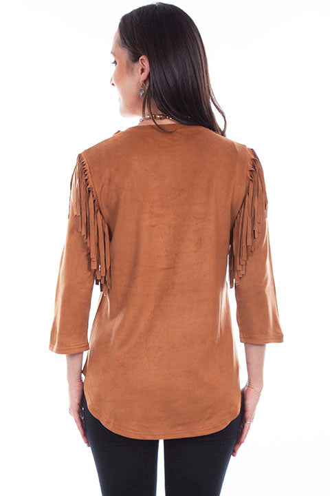 Suede Fringe Top Brown HC773