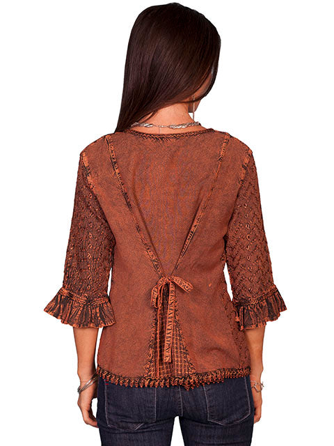 3/4 Sleeve Rayon Blouse Copper HC67