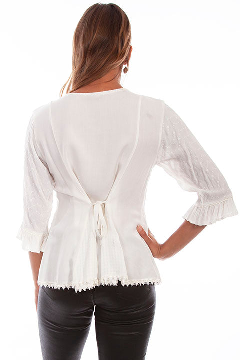 3/4 Sleeve Rayon Blouse White HC67